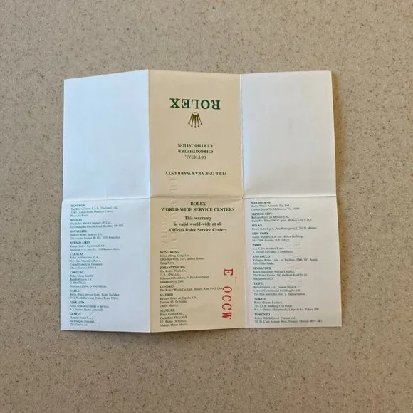 Rolex Warranty Paperwork 1997 Oyster Perpetual w/Sleeve Document Holder - Picture 6 of 11
